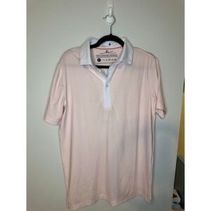 Boston Scott‎ Golf Links Collection Peach Stripe Polo Shirt Men's Small NWT